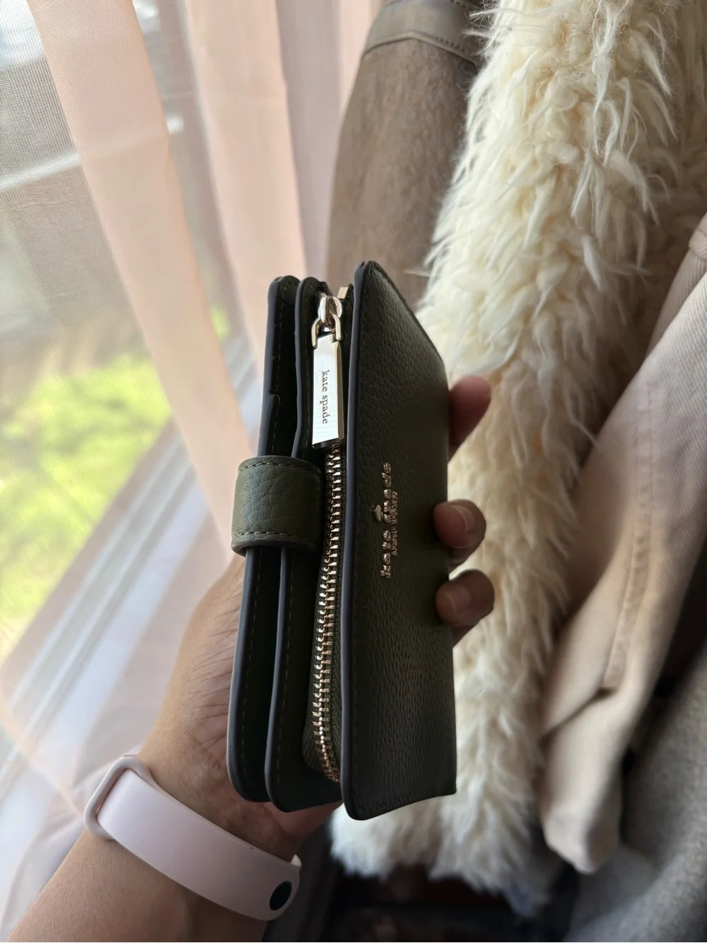 kate spade Olive Green Pebbled Leather Wallet